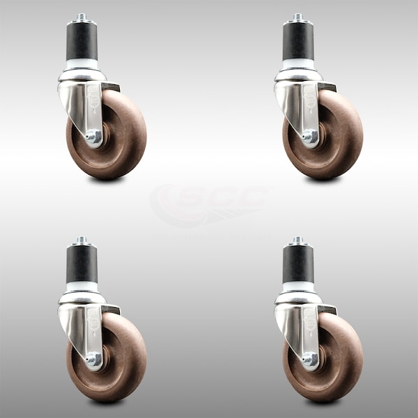 Service Caster 4 Inch 316SS High Temp Glass Filled Nylon 1-3/4 Inch Expanding Stem Caster Set SCC-SS316EX20S414-GFNSHT-134-4 - main